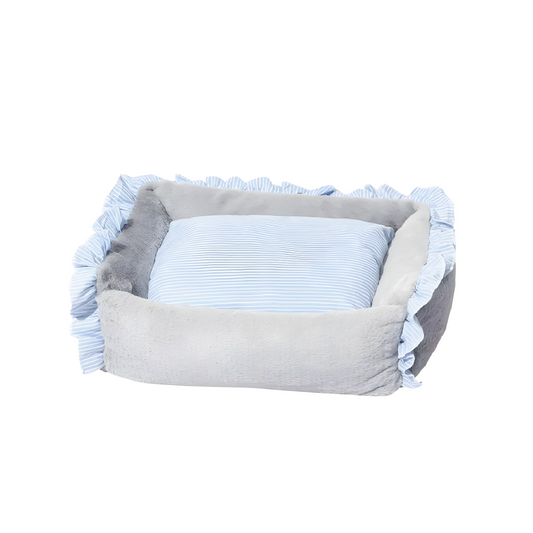 Cama Para Perros Suave Piel De Conejo Gris Celeste - Talla S
