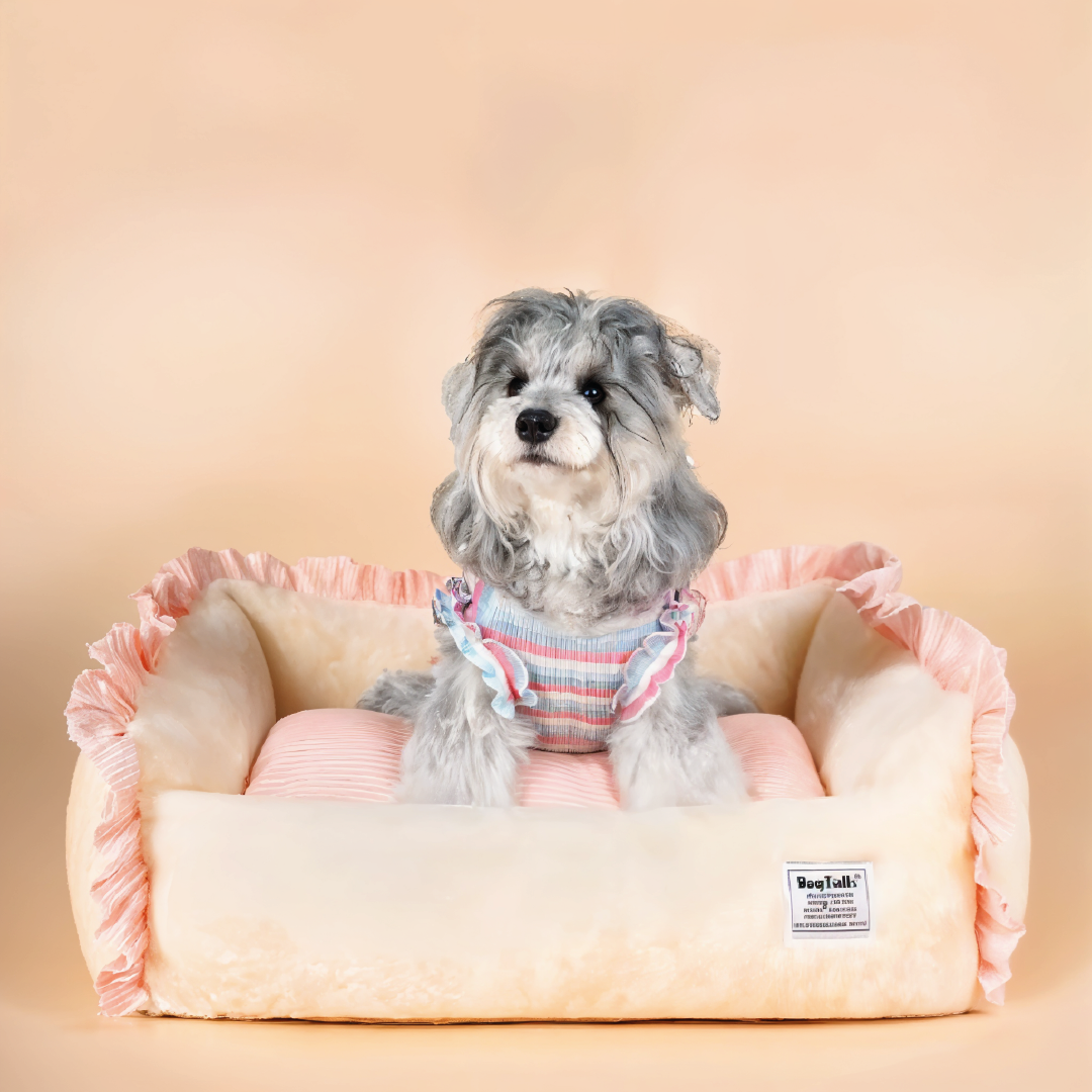 Cama Para Perros Suave Piel De Conejo Amarillo Rosa - Talla S