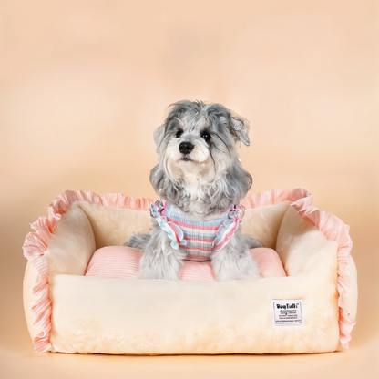 Cama Para Perros Suave Piel De Conejo Amarillo Rosa - Talla M