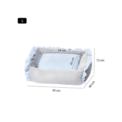 Cama Para Perros Suave Piel De Conejo Gris Celeste - Talla S
