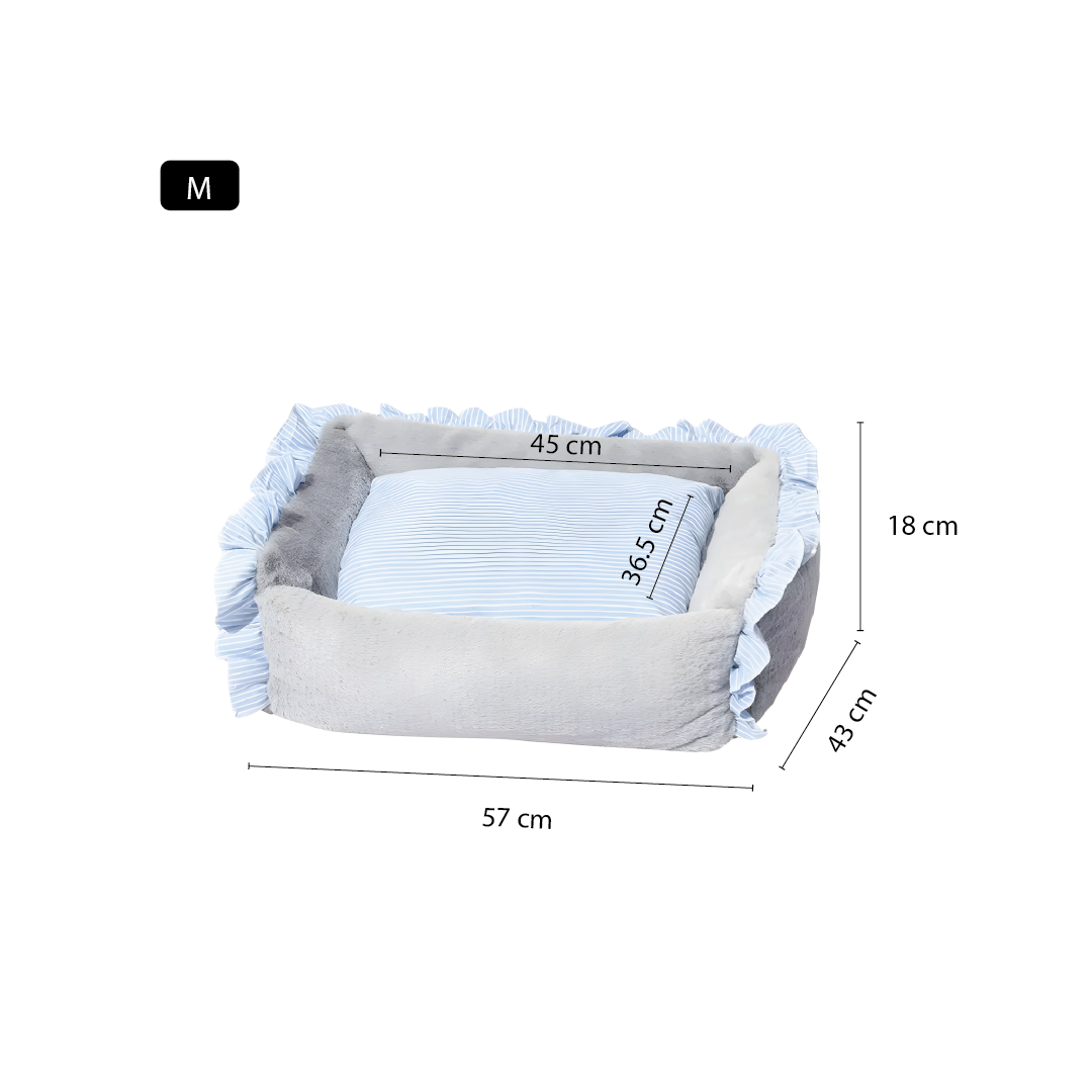 Cama Para Perros Suave Piel De Conejo Gris Celeste - Talla M