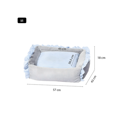 Cama Para Perros Suave Piel De Conejo Gris Celeste - Talla M