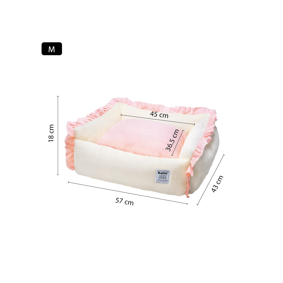 Cama Para Perros Suave Piel De Conejo Amarillo Rosa - Talla M