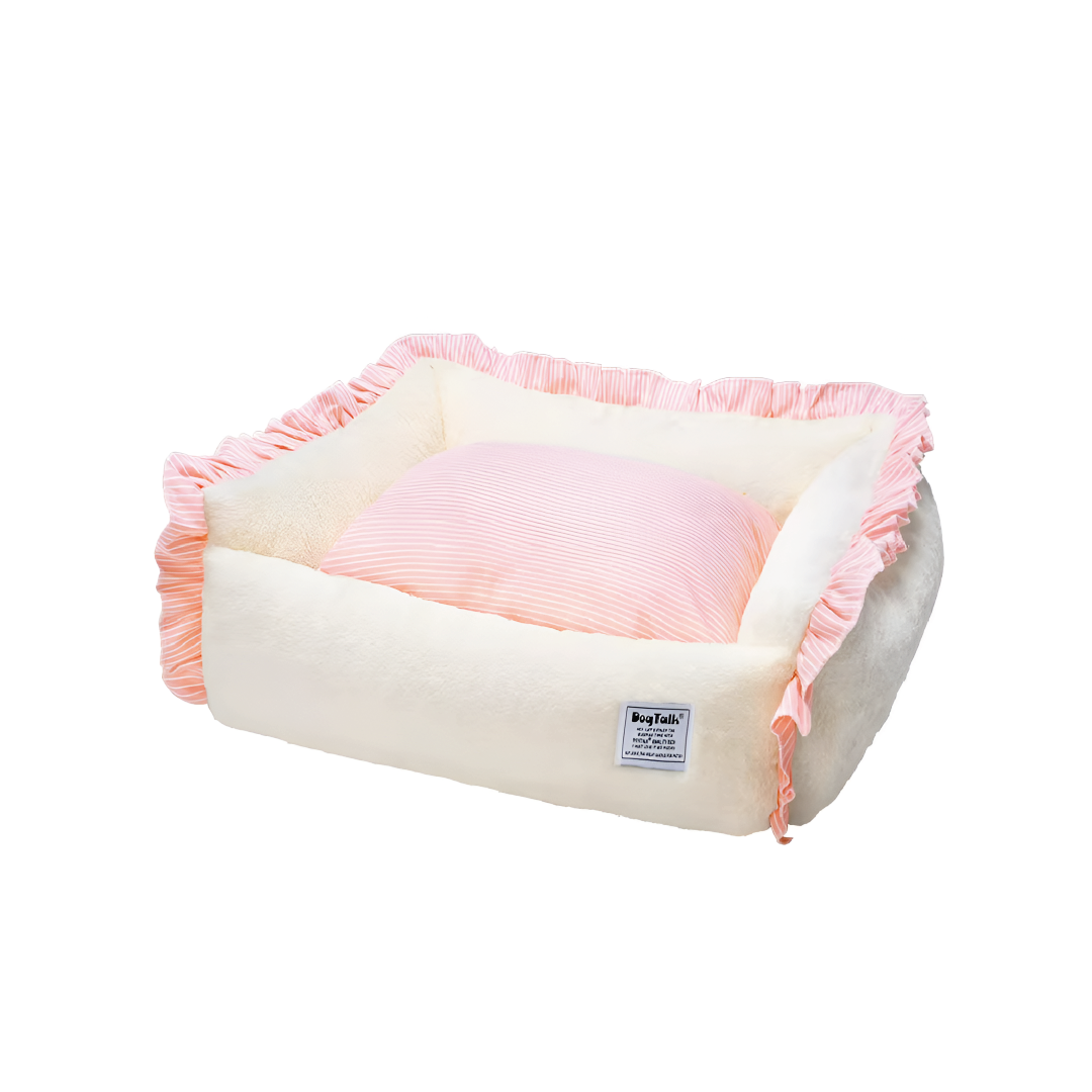 Cama Para Perros Suave Piel De Conejo Amarillo Rosa - Talla M