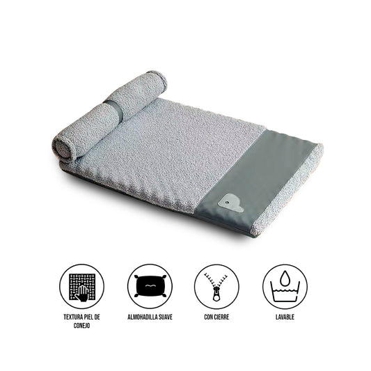 Cama Para Perro Con Almohada Felpa Conejo Gris Talla Xl- SG-PK-15-2XL-GREY