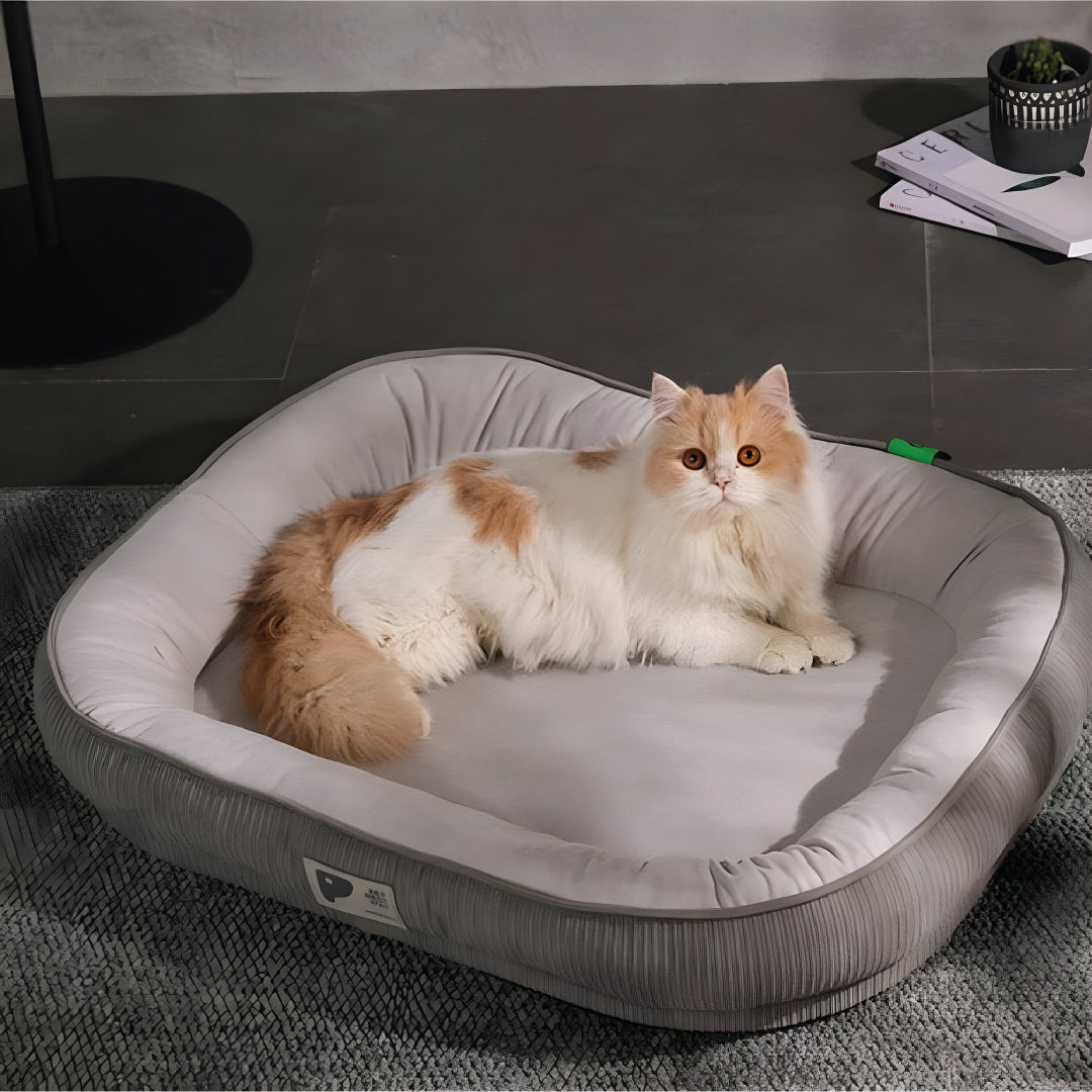 Cama Para Mascotas Extra Suave Gris Blanco - Talla M