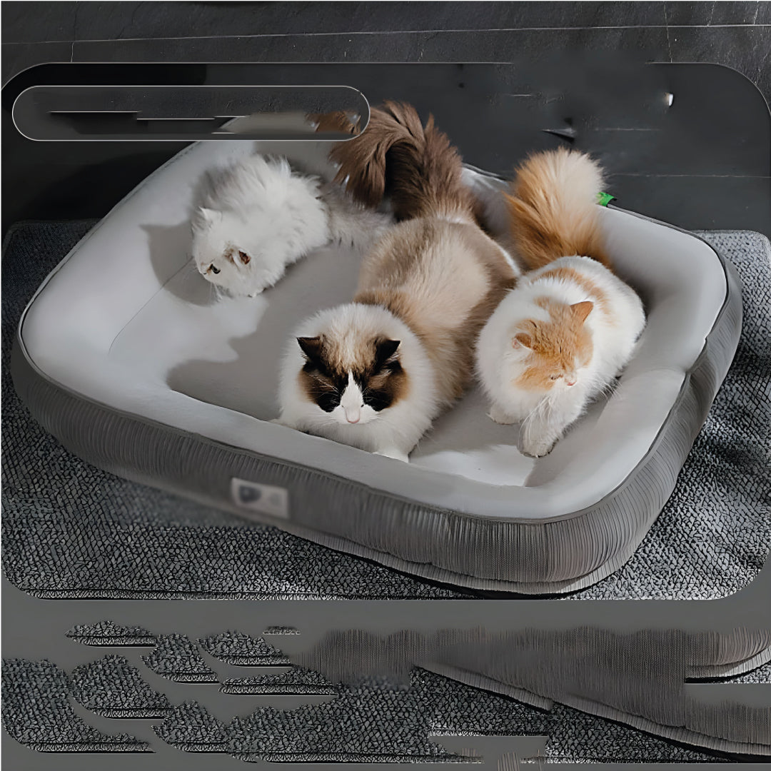 Cama Para Mascotas Extra Suave Gris Blanco - Talla M