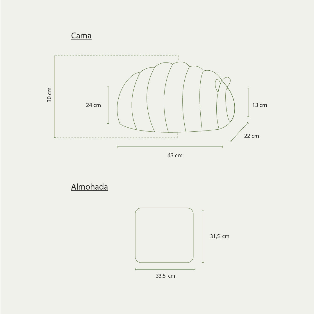 Cama Oruga Cueva Para Gatos Suave Acogedora Verde - Talla S