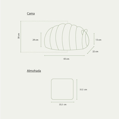 Cama Oruga Cueva Para Gatos Suave Acogedora Verde - Talla S
