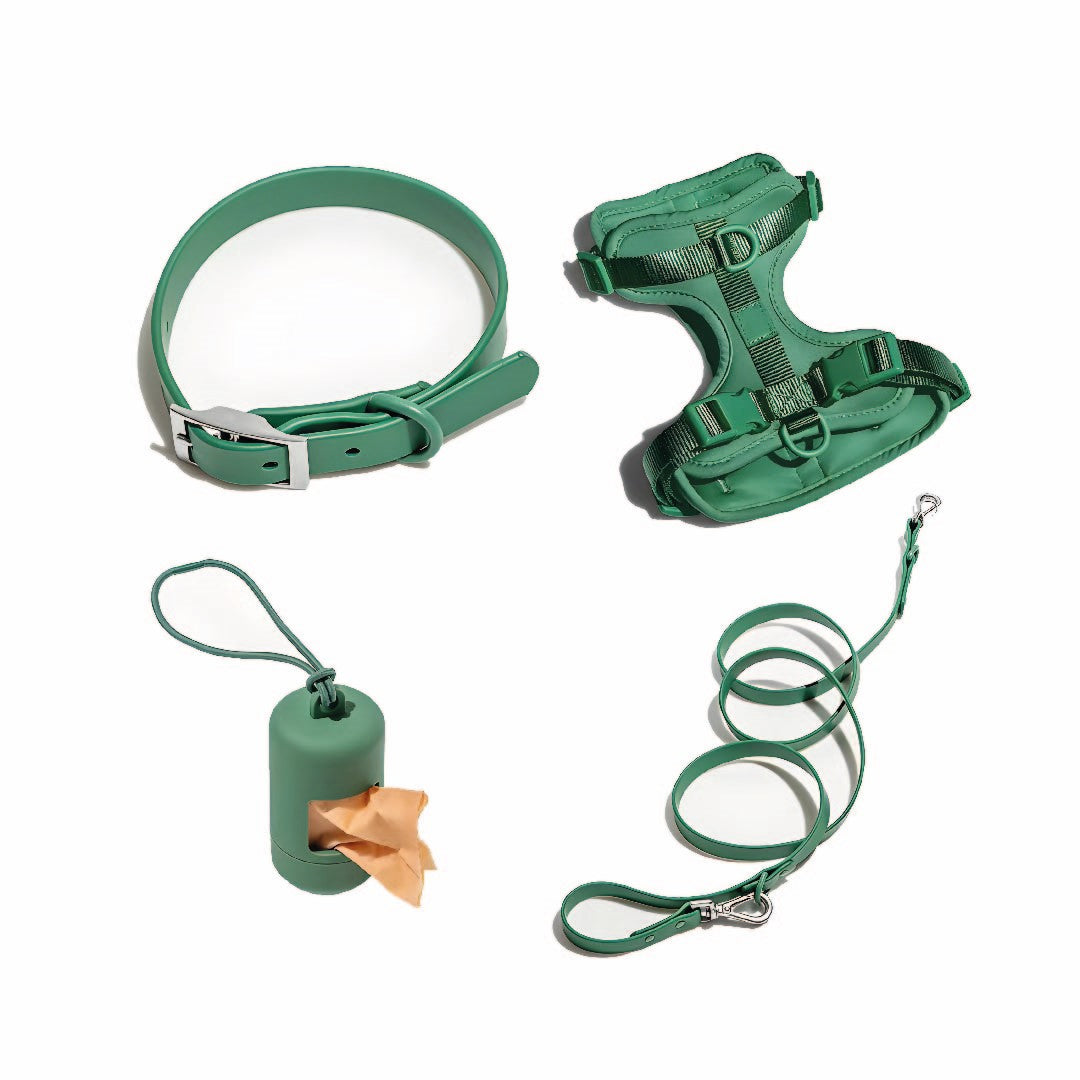 Pack Arnés + Collar + Correa + Dispensador Verde - Talla M
