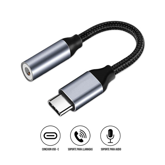 Cable Adaptador USB-C a 3.5mm TCEA-01 Negro Gris