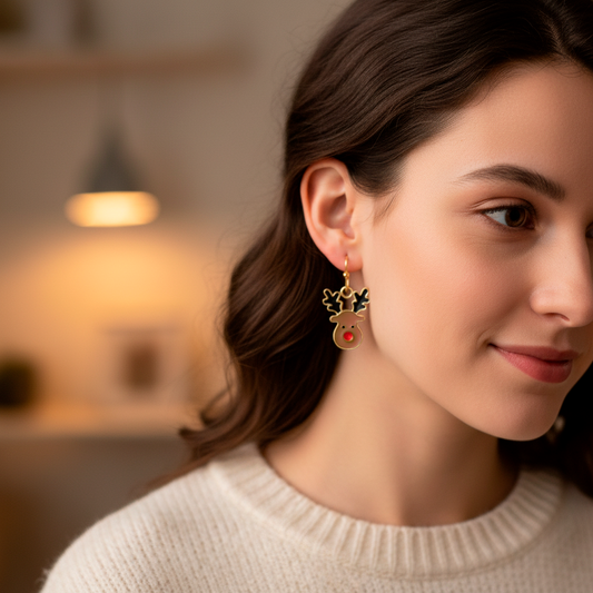 Set de aretes navideños