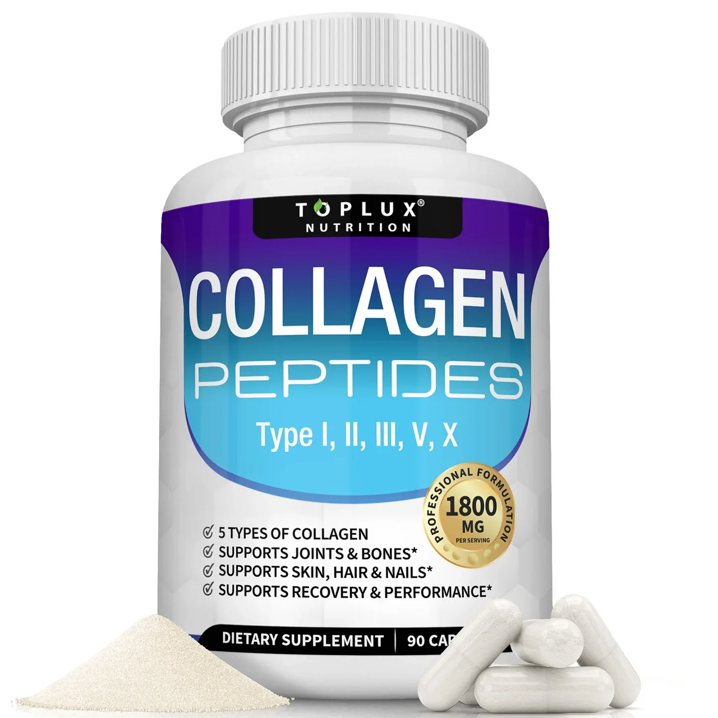 Multi Colágeno Hidrolizado | Para una Piel Firme, Huesos Fuertes y Articulaciones Flexibles | 90 Cápsulas